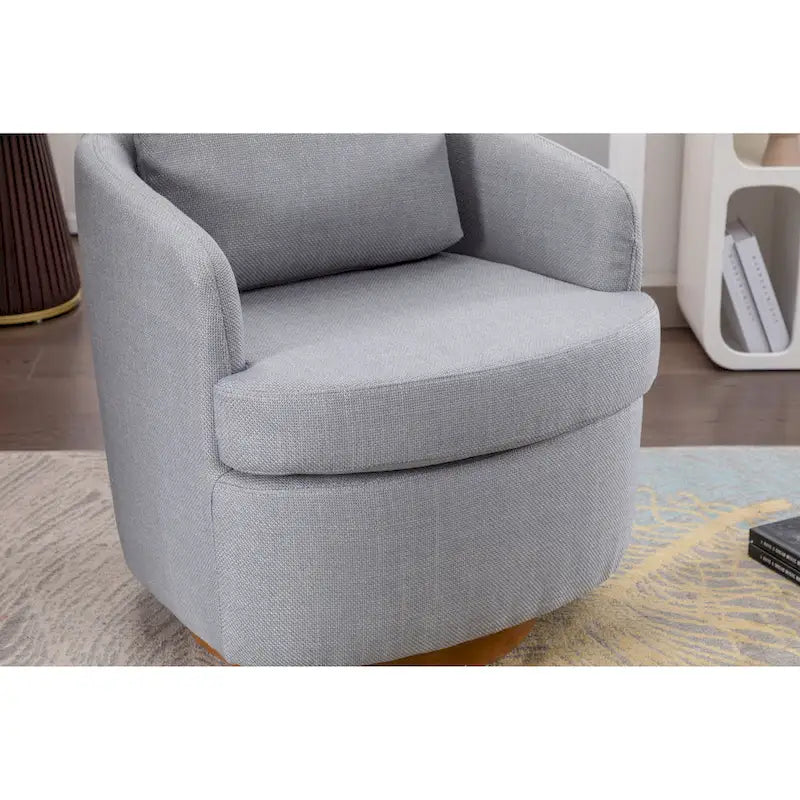 30.3" Upholstered Swivel Accent Chair - 360° Rotation - Linen Fabric - Solid Wood Base - Light Blue - 250 lbs Capacity - Living Room Bedroom