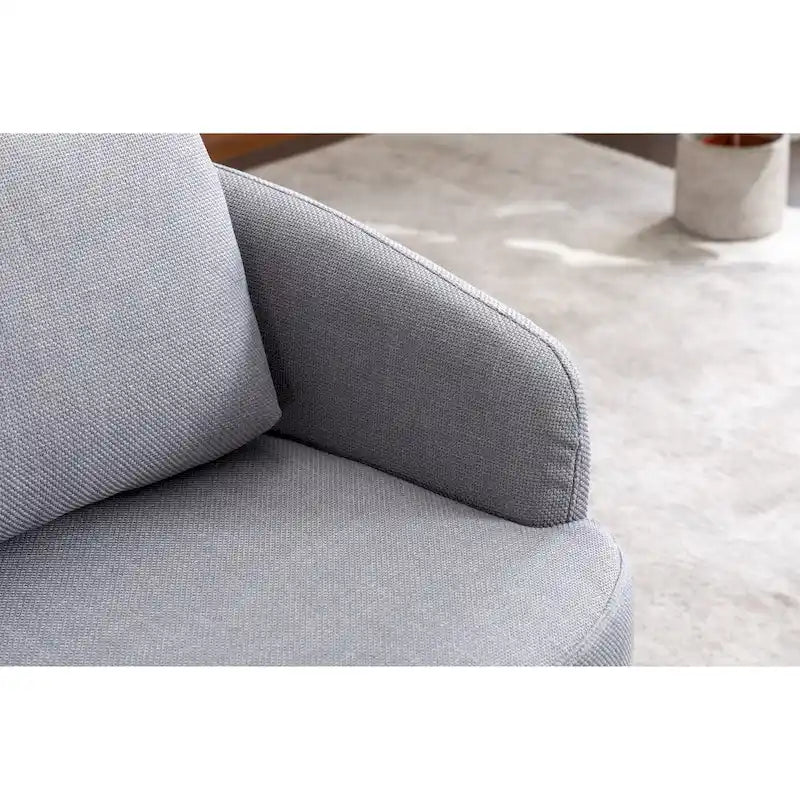 30.3" Upholstered Swivel Accent Chair - 360° Rotation - Linen Fabric - Solid Wood Base - Light Blue - 250 lbs Capacity - Living Room Bedroom