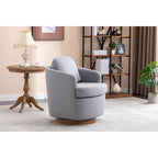30.3" Upholstered Swivel Accent Chair - 360° Rotation - Linen Fabric - Solid Wood Base - Light Blue - 250 lbs Capacity - Living Room Bedroom