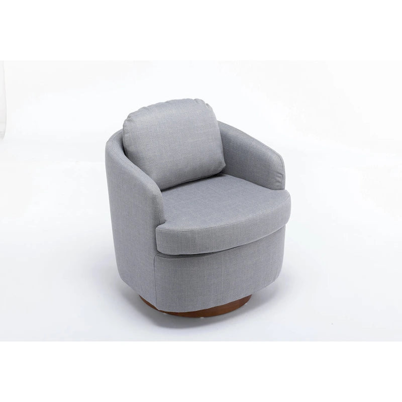30.3" Upholstered Swivel Accent Chair - 360° Rotation - Linen Fabric - Solid Wood Base - Light Blue - 250 lbs Capacity - Living Room Bedroom