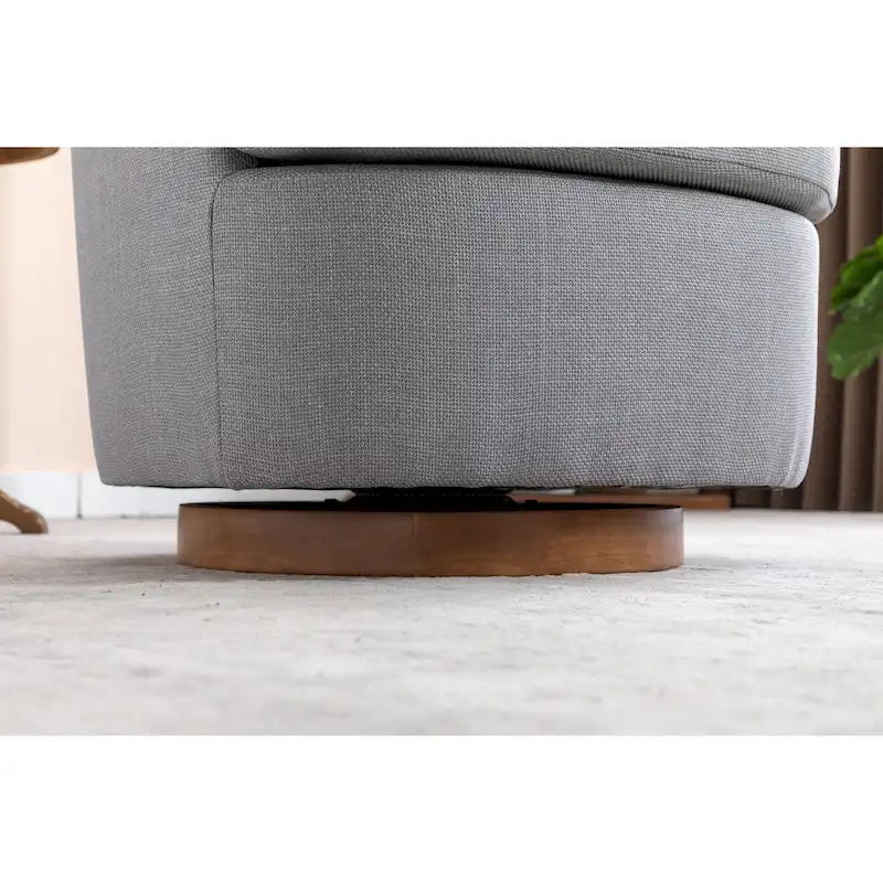 30.3" Upholstered Swivel Accent Chair - 360° Rotation - Linen Fabric - Solid Wood Base - Light Blue - 250 lbs Capacity - Living Room Bedroom