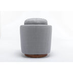 30.3" Upholstered Swivel Accent Chair - 360° Rotation - Linen Fabric - Solid Wood Base - Light Blue - 250 lbs Capacity - Living Room Bedroom