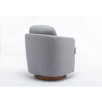 30.3" Upholstered Swivel Accent Chair - 360° Rotation - Linen Fabric - Solid Wood Base - Light Blue - 250 lbs Capacity - Living Room Bedroom