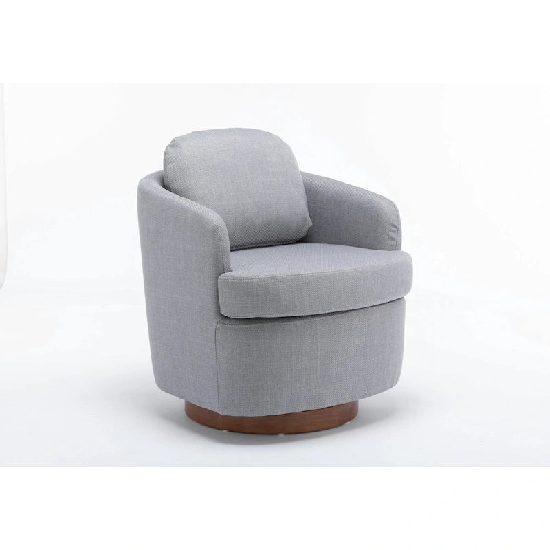 30.3" Upholstered Swivel Accent Chair - 360° Rotation - Linen Fabric - Solid Wood Base - Light Blue - 250 lbs Capacity - Living Room Bedroom