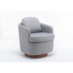 30.3" Upholstered Swivel Accent Chair - 360° Rotation - Linen Fabric - Solid Wood Base - Light Blue - 250 lbs Capacity - Living Room Bedroom