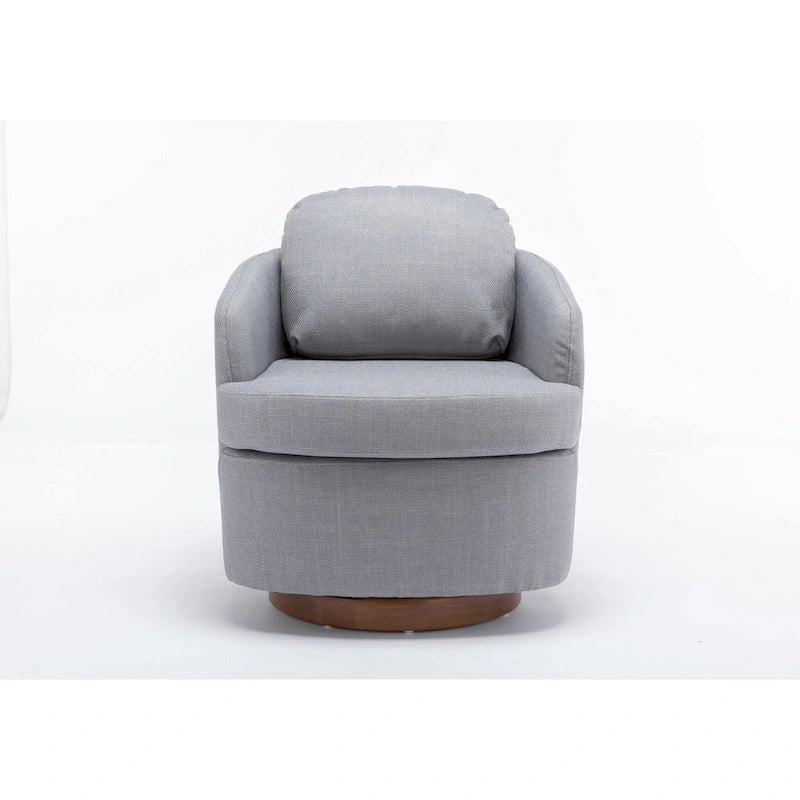 30.3" Upholstered Swivel Accent Chair - 360° Rotation - Linen Fabric - Solid Wood Base - Light Blue - 250 lbs Capacity - Living Room Bedroom