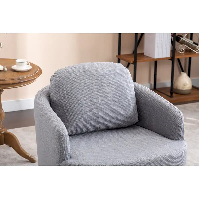 30.3" Upholstered Swivel Accent Chair - 360° Rotation - Linen Fabric - Solid Wood Base - Light Blue - 250 lbs Capacity - Living Room Bedroom
