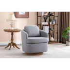30.3" Upholstered Swivel Accent Chair - 360° Rotation - Linen Fabric - Solid Wood Base - Light Blue - 250 lbs Capacity - Living Room Bedroom
