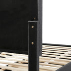 Twin Linen Upholstered Platform Bed with Trundle & 3 Storage Drawers - Striped Headboard, 330 lbs Capacity