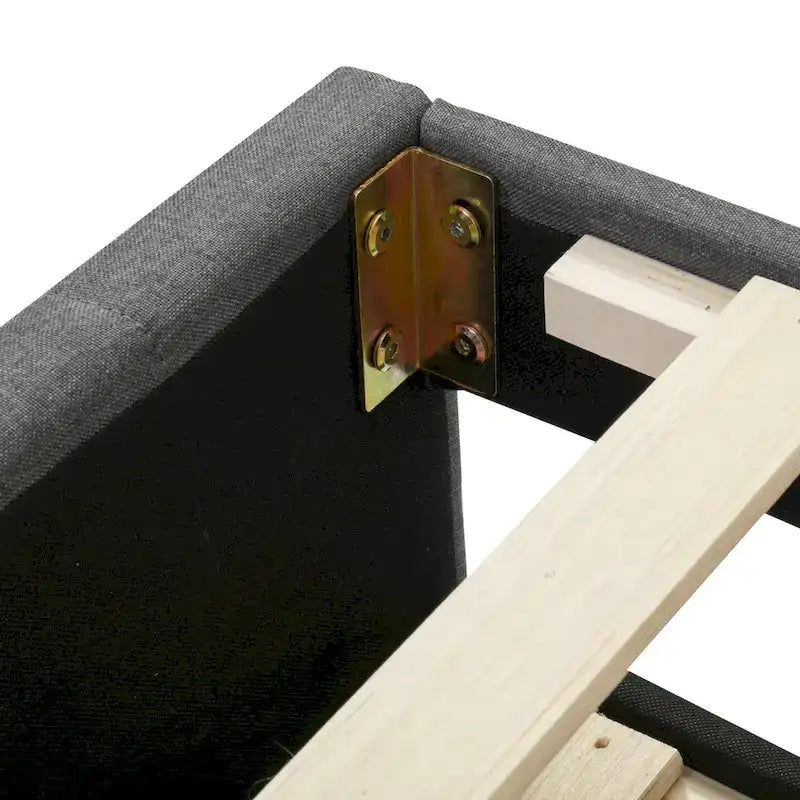 Twin Linen Upholstered Platform Bed with Trundle & 3 Storage Drawers - Striped Headboard, 330 lbs Capacity