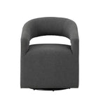 Modern Boucle Round Barrel Swivel Chair - 360° Rotation - Open Back - Curved Arms - 33"H x 27"W - 250 lbs Capacity - No Assembly - 2 Colors Available