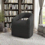 Celeste Modern Boucle Round Barrel Chair Open Back and Curved Arm, Swivel Armchair by Furniture of America