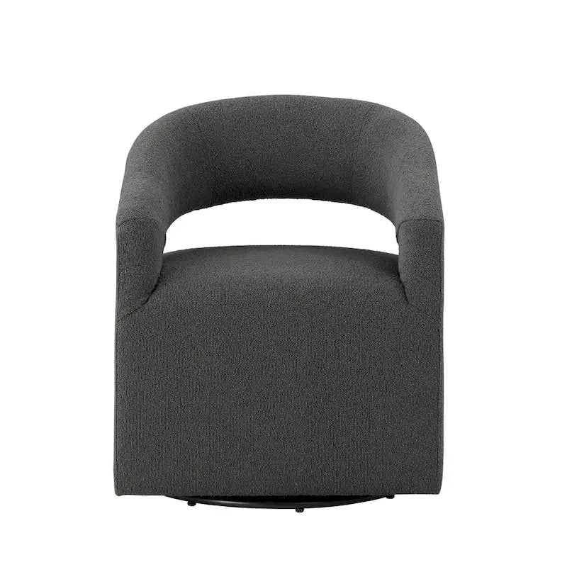 Modern Boucle Round Barrel Swivel Chair - 360° Rotation - Open Back - Curved Arms - 33"H x 27"W - 250 lbs Capacity - No Assembly - 2 Colors Available