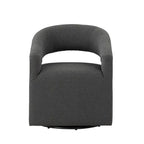 Modern Boucle Round Barrel Swivel Chair - 360° Rotation - Open Back - Curved Arms - 33"H x 27"W - 250 lbs Capacity - No Assembly - 2 Colors Available