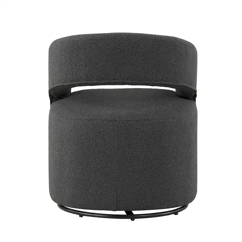 Modern Boucle Round Barrel Swivel Chair - 360° Rotation - Open Back - Curved Arms - 33"H x 27"W - 250 lbs Capacity - No Assembly - 2 Colors Available