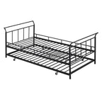 Twin Size Metal Daybed with Curved Handle Design and Twin Size Trundle