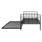 Twin Size Metal Daybed with Trundle, 82.4"L x 40.8"W x 34.1"H, Curved Handles, Iron Frame, No Box Spring Needed