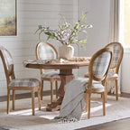 5-Piece Dining Set with Expandable Table & 4 Upholstered Chairs, French Country Style, Rubberwood