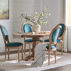 5-Piece Dining Set with Expandable Table & 4 Upholstered Chairs, French Country Style, Rubberwood