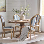5-Piece Dining Set with Expandable Table & 4 Upholstered Chairs, French Country Style, Rubberwood