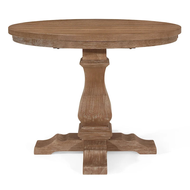 5-Piece Dining Set with Expandable Table & 4 Upholstered Chairs, French Country Style, Rubberwood