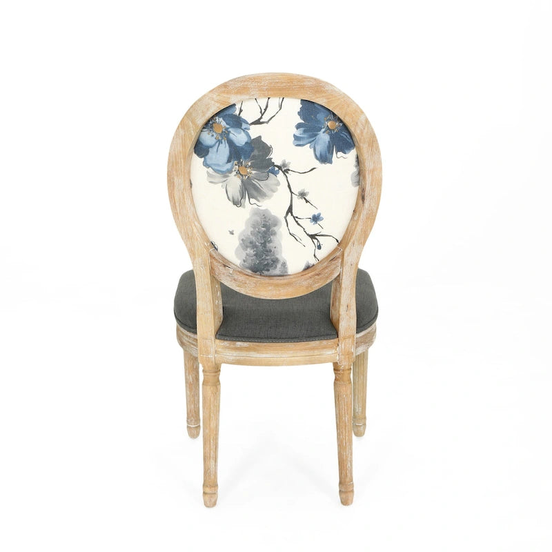 5-Piece Dining Set with Expandable Table & 4 Upholstered Chairs, French Country Style, Rubberwood