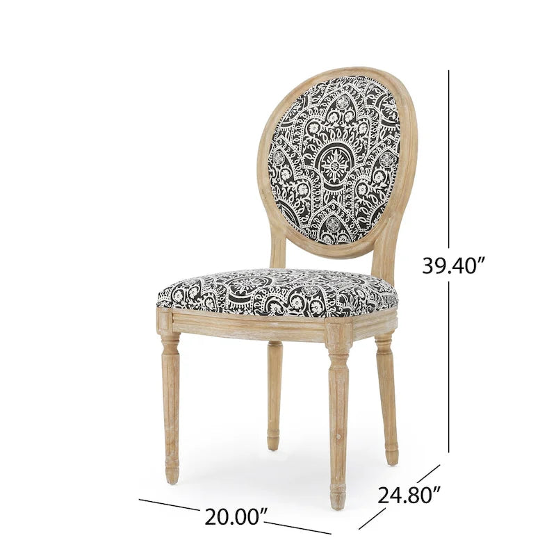 5-Piece Dining Set with Expandable Table & 4 Upholstered Chairs, French Country Style, Rubberwood