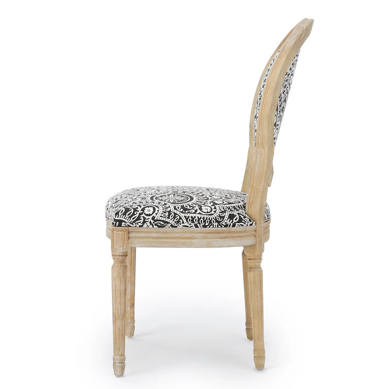 5-Piece Dining Set with Expandable Table & 4 Upholstered Chairs, French Country Style, Rubberwood