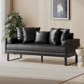 Oversized Faux Leather Loveseat with 7 Accent Pillows, 72.5"W Button-Tufted Sofa, 600 lbs Capacity