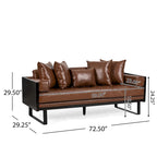 Oversized Faux Leather Loveseat with 7 Accent Pillows, 72.5"W Button-Tufted Sofa, 600 lbs Capacity