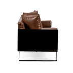 Oversized Faux Leather Loveseat with 7 Accent Pillows, 72.5"W Button-Tufted Sofa, 600 lbs Capacity