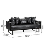 Oversized Faux Leather Loveseat with 7 Accent Pillows, 72.5"W Button-Tufted Sofa, 600 lbs Capacity
