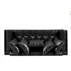 Oversized Faux Leather Loveseat with 7 Accent Pillows, 72.5"W Button-Tufted Sofa, 600 lbs Capacity