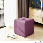 Tufted Square Ottoman Footstool, 17"H x 16.5"W x 16.5"D, Polyester Fabric, Modern Contemporary Seat, No Assembly Required