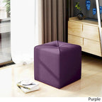 Tufted Square Ottoman Footstool, 17"H x 16.5"W x 16.5"D, Polyester Fabric, Modern Contemporary Seat, No Assembly Required