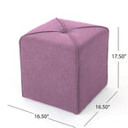 Tufted Square Ottoman Footstool, 17"H x 16.5"W x 16.5"D, Polyester Fabric, Modern Contemporary Seat, No Assembly Required