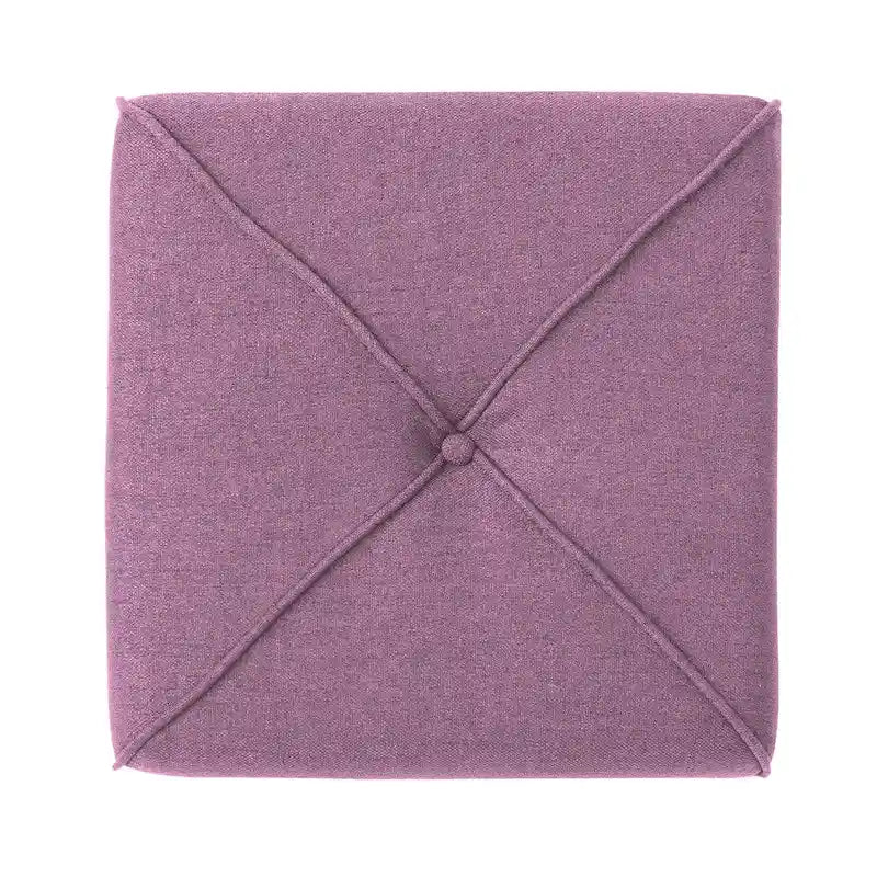 Tufted Square Ottoman Footstool, 17"H x 16.5"W x 16.5"D, Polyester Fabric, Modern Contemporary Seat, No Assembly Required