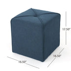 Tufted Square Ottoman Footstool, 17"H x 16.5"W x 16.5"D, Polyester Fabric, Modern Contemporary Seat, No Assembly Required