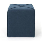 Tufted Square Ottoman Footstool, 17"H x 16.5"W x 16.5"D, Polyester Fabric, Modern Contemporary Seat, No Assembly Required