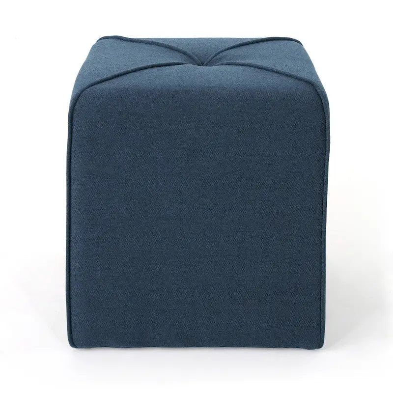 Tufted Square Ottoman Footstool, 17"H x 16.5"W x 16.5"D, Polyester Fabric, Modern Contemporary Seat, No Assembly Required