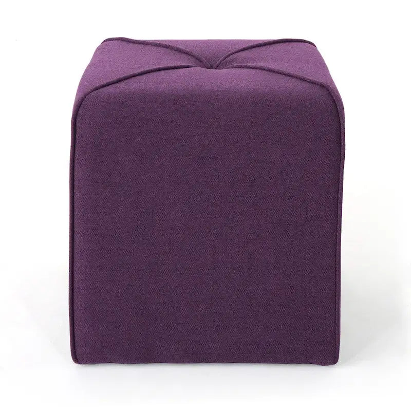 Tufted Square Ottoman Footstool, 17"H x 16.5"W x 16.5"D, Polyester Fabric, Modern Contemporary Seat, No Assembly Required