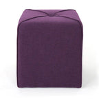 Tufted Square Ottoman Footstool, 17"H x 16.5"W x 16.5"D, Polyester Fabric, Modern Contemporary Seat, No Assembly Required