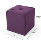 Tufted Square Ottoman Footstool, 17"H x 16.5"W x 16.5"D, Polyester Fabric, Modern Contemporary Seat, No Assembly Required