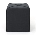 Tufted Square Ottoman Footstool, 17"H x 16.5"W x 16.5"D, Polyester Fabric, Modern Contemporary Seat, No Assembly Required