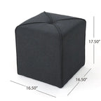 Tufted Square Ottoman Footstool, 17"H x 16.5"W x 16.5"D, Polyester Fabric, Modern Contemporary Seat, No Assembly Required