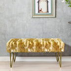 Soft Faux Fur Ottoman Bench Seat, Fuzzy Entryway Stool, 150 LBS Capacity, Modern Accent Seating for Bedroom Living Room