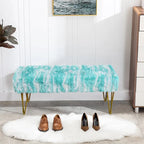 Soft Faux Fur Ottoman Bench Seat, Fuzzy Entryway Stool, 150 LBS Capacity, Modern Accent Seating for Bedroom Living Room
