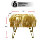 Soft Faux Fur Ottoman Bench Seat, Fuzzy Entryway Stool, 150 LBS Capacity, Modern Accent Seating for Bedroom Living Room
