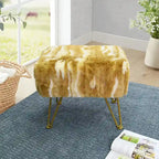 Soft Faux Fur Ottoman Bench Seat, Fuzzy Entryway Stool, 150 LBS Capacity, Modern Accent Seating for Bedroom Living Room