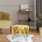 Soft Faux Fur Ottoman Bench Seat, Fuzzy Entryway Stool, 150 LBS Capacity, Modern Accent Seating for Bedroom Living Room